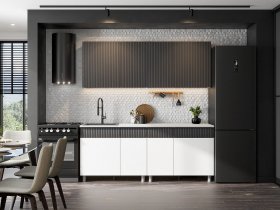 Кухонный гарнитур София (2,0м) (бланж/графит матовый) в Веселовском - veselovskoe.mebel-nsk.ru | фото