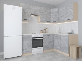 Модульная угловая кухня 1,4м*2,1м Лада (цемент) в Веселовском - veselovskoe.mebel-nsk.ru | фото