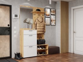 Прихожая Монтана (дуб крафт золотой/белый) в Веселовском - veselovskoe.mebel-nsk.ru | фото