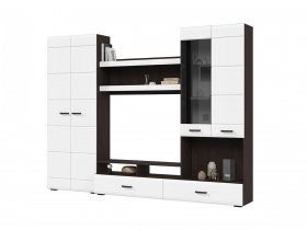 Стенка ГС-01 Либерти (венге/белый глянец) в Веселовском - veselovskoe.mebel-nsk.ru | фото