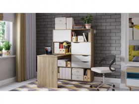 Стол письменный тип 7 (дуб сонома/белый ясень) в Веселовском - veselovskoe.mebel-nsk.ru | фото