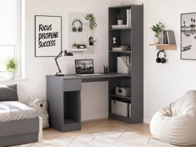 Стол письменный угловой «Лайт» 10.01 (темно-серый) в Веселовском - veselovskoe.mebel-nsk.ru | фото